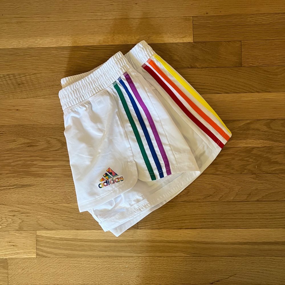 Adidas rainbow running shorts